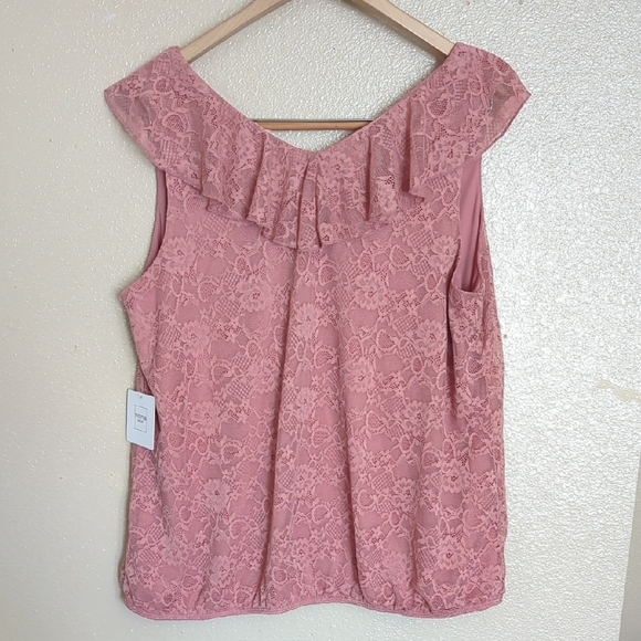 ⚡3x1 Bundle Lace Tops Anne Klein Black Lace Blouse, Red & Pink Mauve - Picture 15 of 16